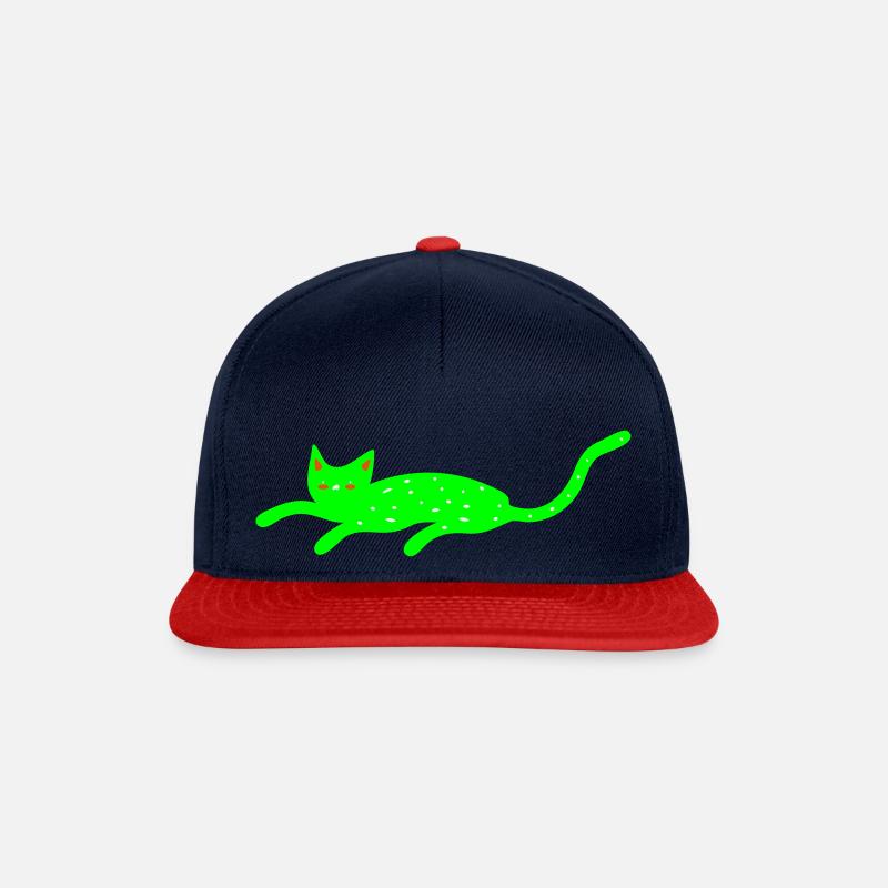 cat - Snapback Cap - navy/red