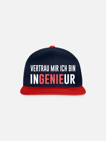 Vertrau mir ich bin Ingenieur Wortspiel Spruch - Snapback Cap - Navy/Rot