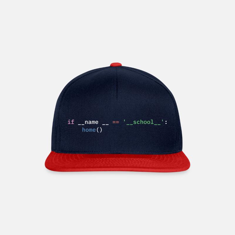 Python Programmeur École Étudiant Drôle - Casquette snapback - bleu marine/rouge