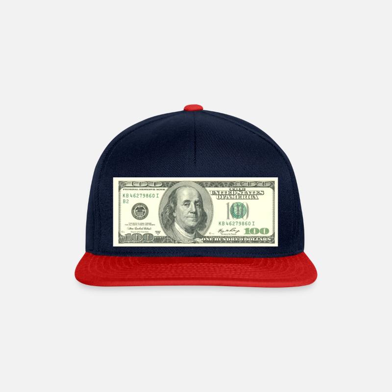 100 Dollar Money Geldschein - Snapback Cap - Navy/Rot