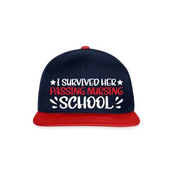 I Survived Her Passing Nursing School 21 - Snapback Cap - navy/red - Front