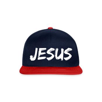 Jesus Christus Sohn Gottes Christliches Geschenk - Snapback Cap - Navy/Rot - Vorne