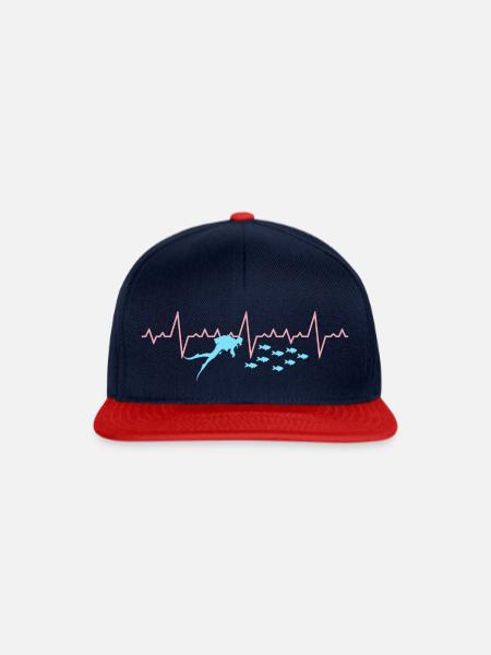 Taucher Herzschlag Tauchen Dive - Snapback Cap - Navy/Rot