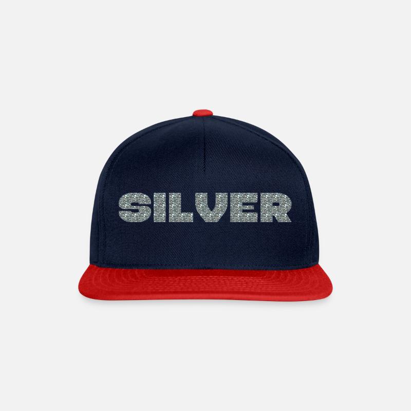 Silver - Snapback Cap - Navy/Rot