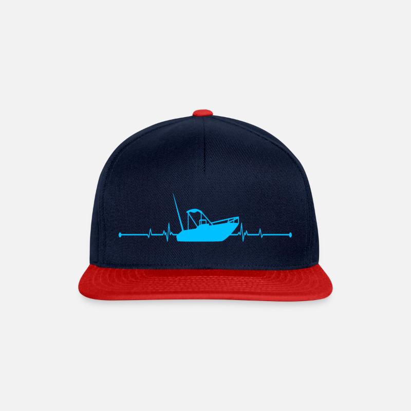 Herzschlag Motorboot Boat Geschenk - Snapback Cap - Navy/Rot