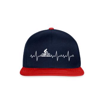 Cyclist Heartbeat Bicycle Bike - Snapback Cap - navy/red - Front