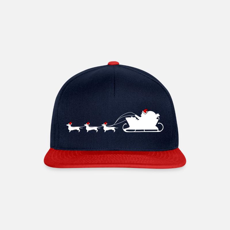 Dachshund Reindeer white Dachshund Dachshund - Snapback Cap - navy/red
