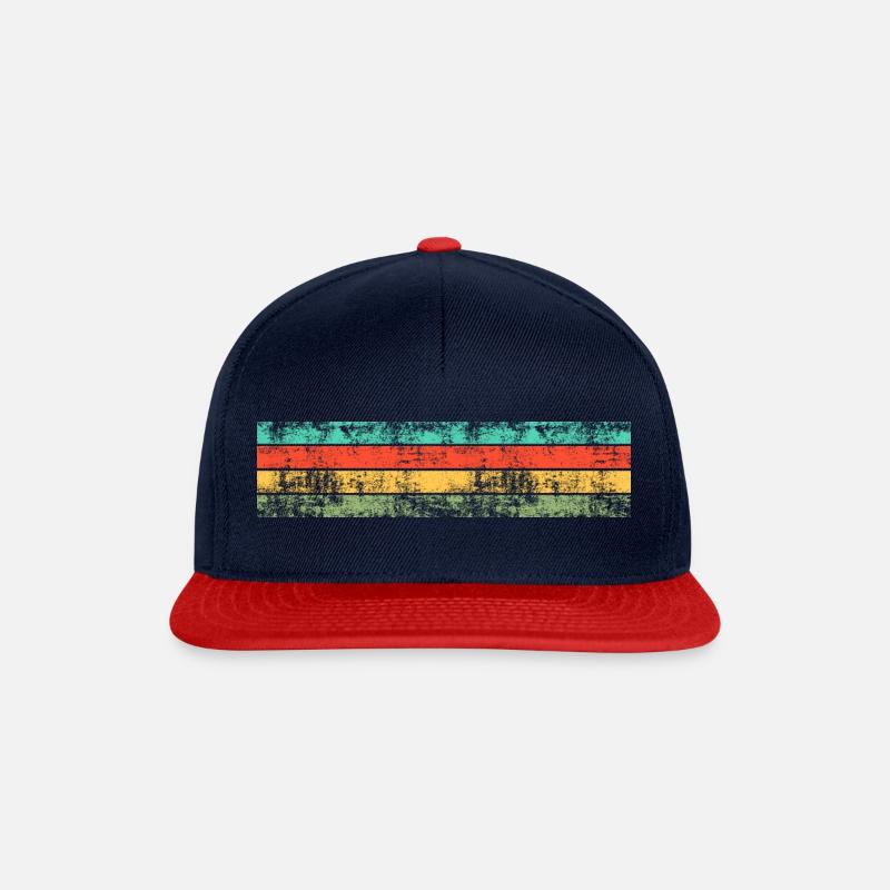 Retro Streifen Horizontal Lang Vintage - Snapback Cap - Navy/Rot