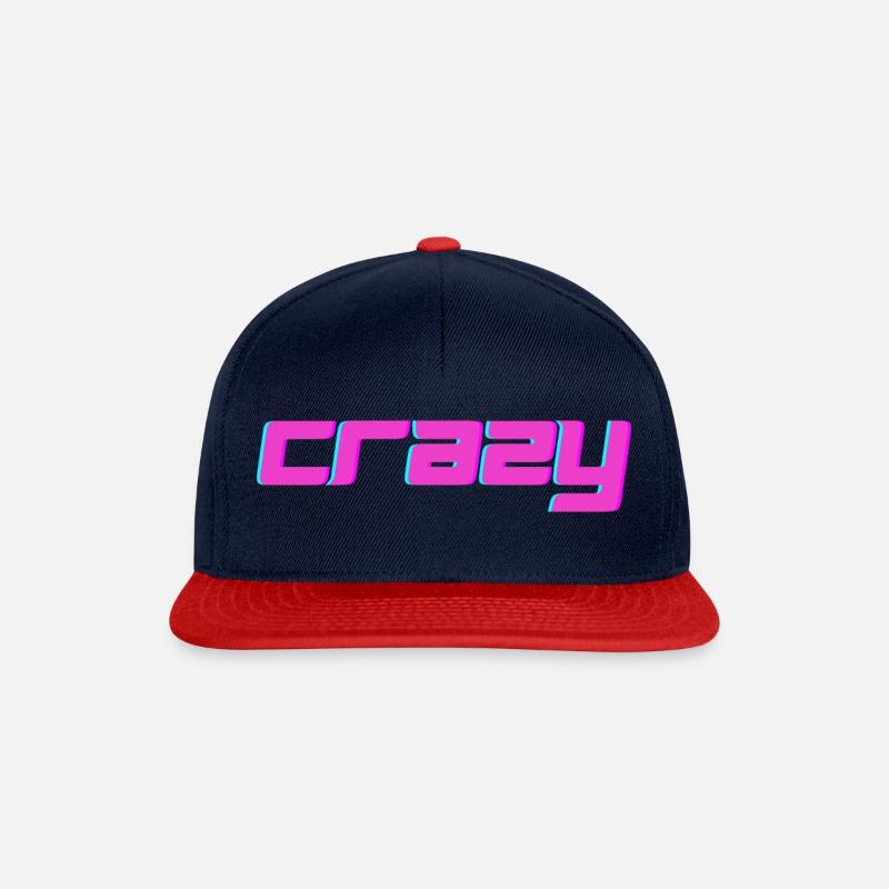 crazy - Wort - Snapback Cap - Navy/Rot