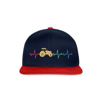 Heartbeat Tractor Agriculture Gift Vintage - Snapback Cap - navy/red - Front
