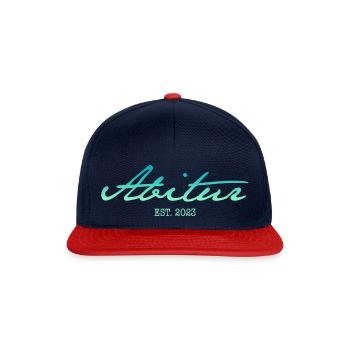 Abi '23 Motto mit Stil - Abitur Established 2023 - Snapback Cap - Navy/Rot - Vorne