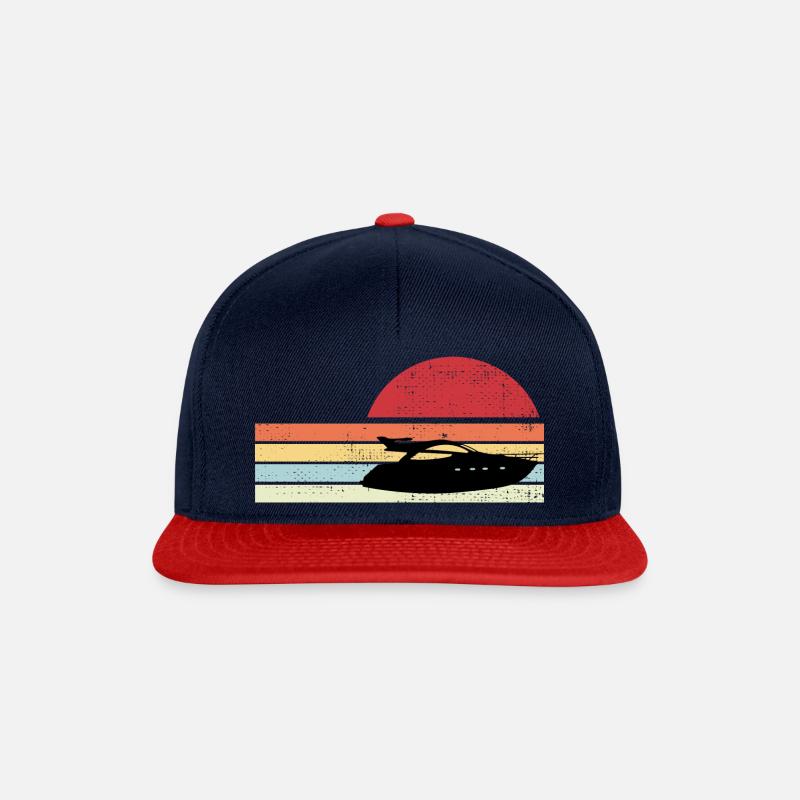 Retro Motorboot - Snapback Cap - Navy/Rot