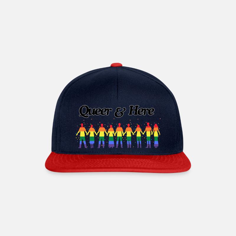 Queer & Here - Snapback Cap - Navy/Rot