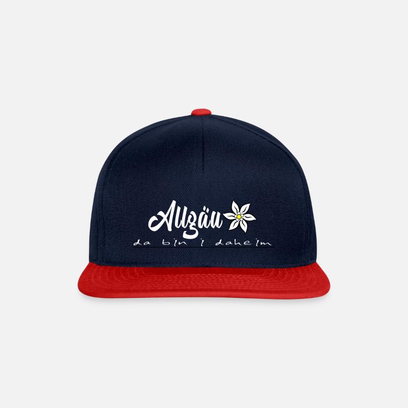 Allgäuer da bin i daheim Print, Allgäuer Design - Snapback Cap - Navy/Rot