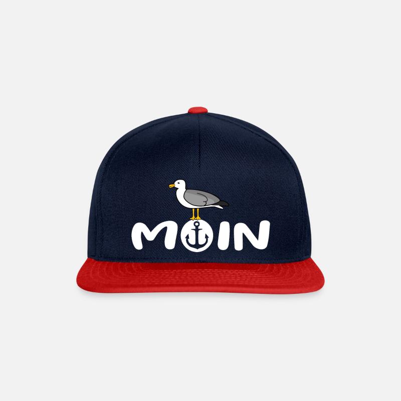 Moin mit Möwe - Snapback Cap - Navy/Rot