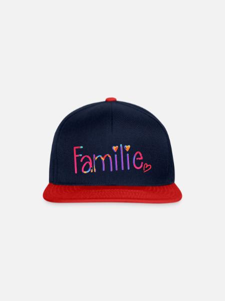 Familie Brush Herz - Snapback Cap - Navy/Rot