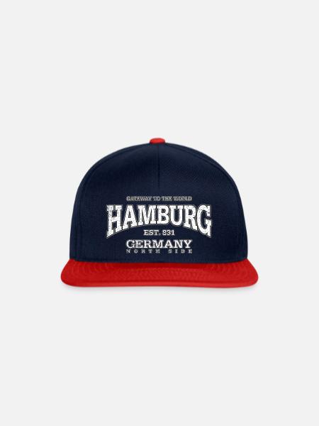 Hamburg (white oldstyle) - Snapback Cap - Navy/Rot