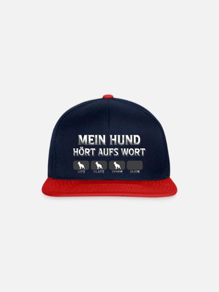 Mein Hund hört aufs Wort - Snapback Cap - Navy/Rot