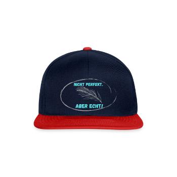 Nicht PERFEKT, Aber Echt! - Snapback Cap - Navy/Rot - Vorne