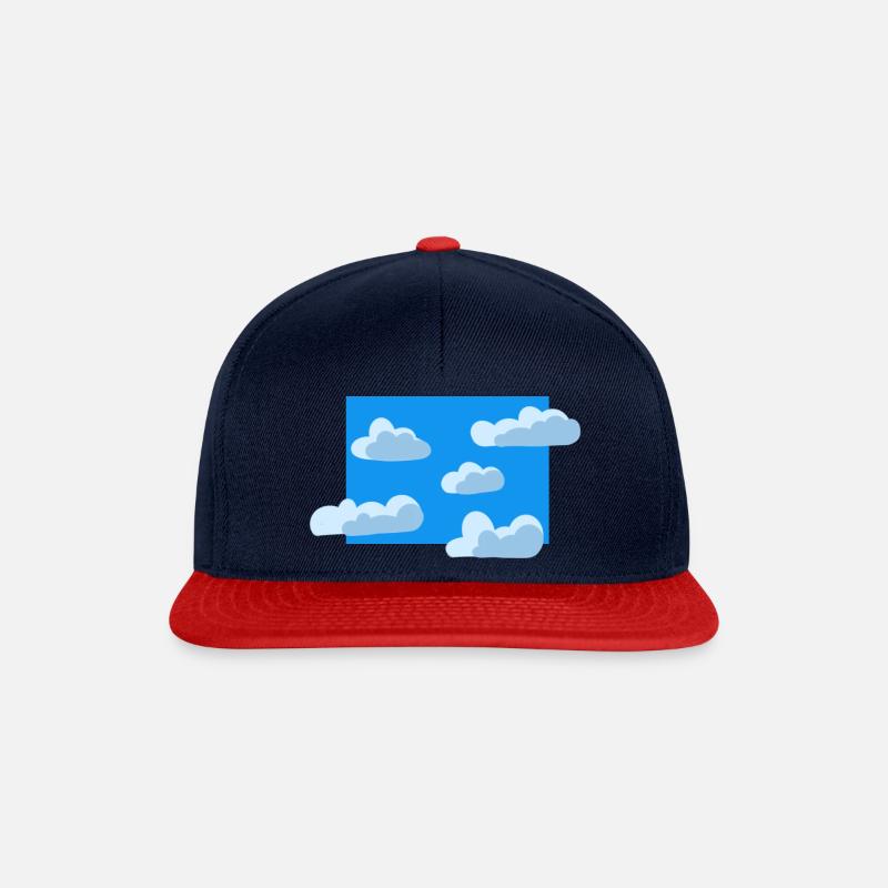 Blue cloudy sky - Snapback Cap - navy/red