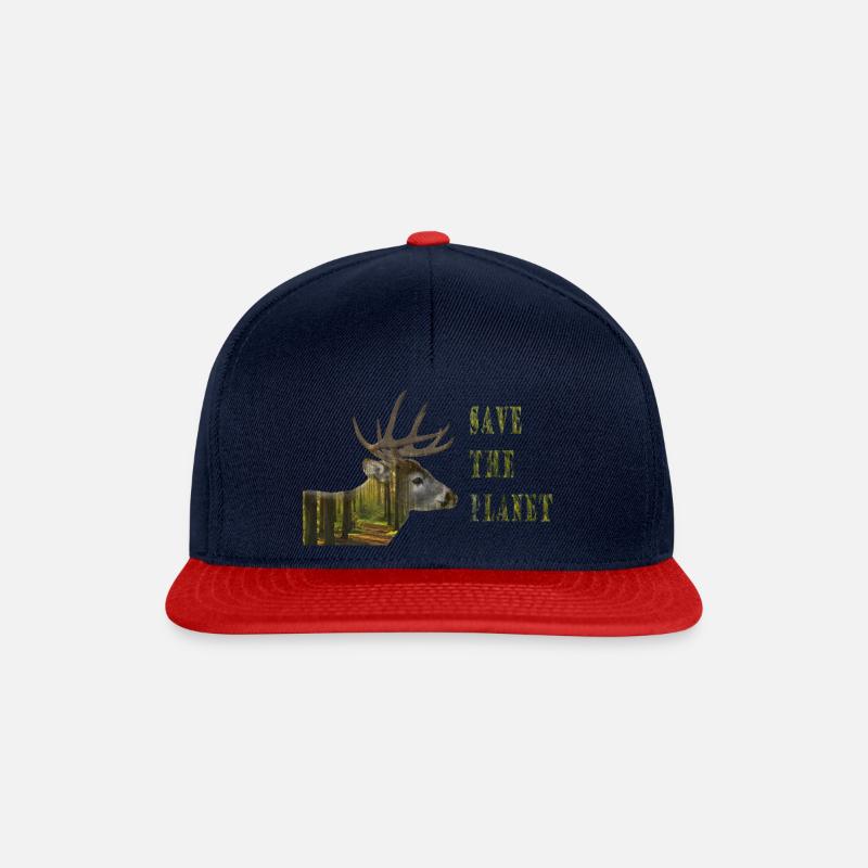 Save The Planet Hirsch - Snapback Cap - Navy/Rot