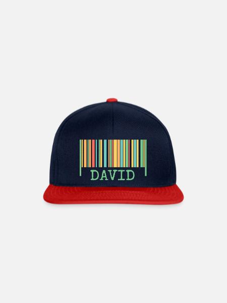 Strichcode David - Snapback Cap - Navy/Rot