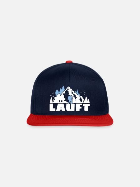 Wandern Hiking Trekking Laufen Fußgänger Wander - Snapback Cap - Navy/Rot