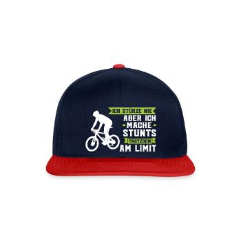 Mountainbike Downhill Mountainbike Fahrer Geschenk - Snapback Cap - Navy/Rot - Vorne