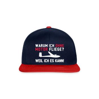 Ohne Motor Segelflieger Segelflug Segelfliegen - Snapback Cap - Navy/Rot - Vorne
