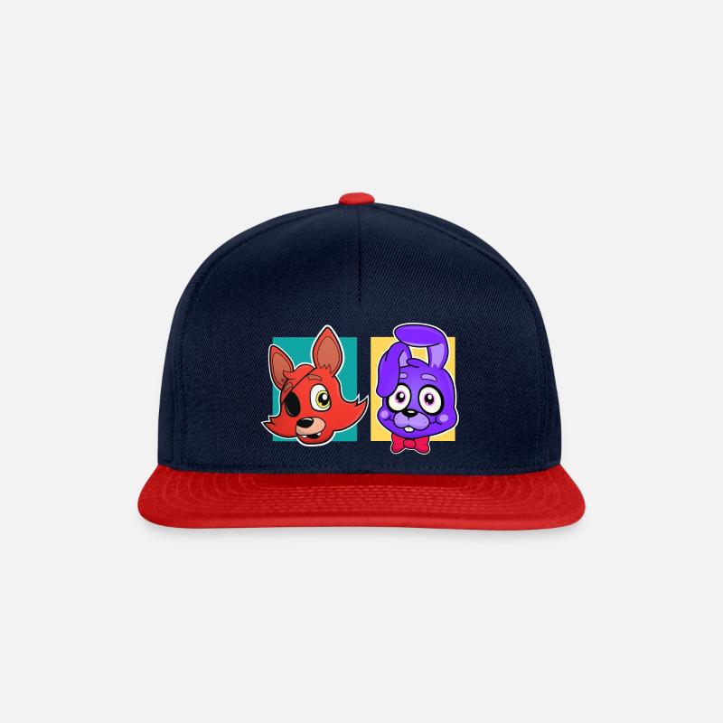 FNAF Foxy Fox and Rabbit - Cute Game Characters - Snapback Cap - navy/red