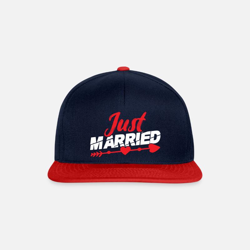 just married - Snapback Cap - Navy/Rot