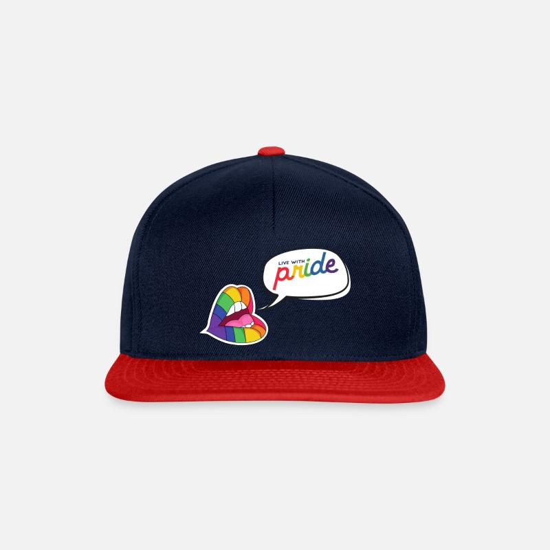 LGBTQ+ Pride Live With Pride Geschenk - Snapback Cap - Navy/Rot