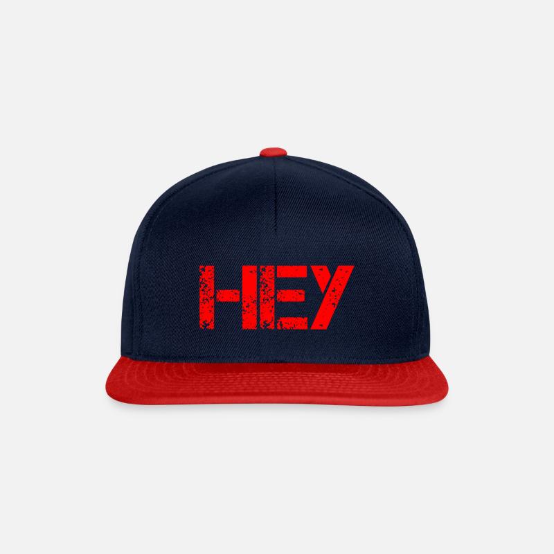 HEY, HEY. - Snapback Cap - Navy/Rot