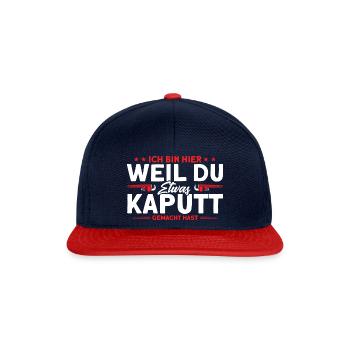 Sanitär Klempner Anlagenmechaniker Geschenk - Snapback Cap - Navy/Rot - Vorne