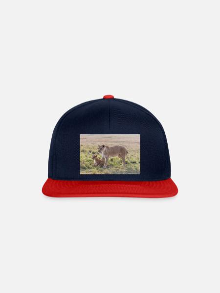 Löwenmama mit Nachwuchs - Snapback Cap - Navy/Rot