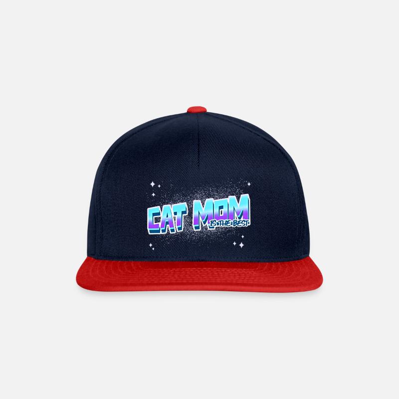 cat mom is the best - Snapback Cap - navy/red