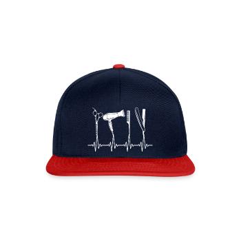 Herzschlag Frisör Salon Schere - Friseur Geschenk - Snapback Cap - Navy/Rot - Vorne