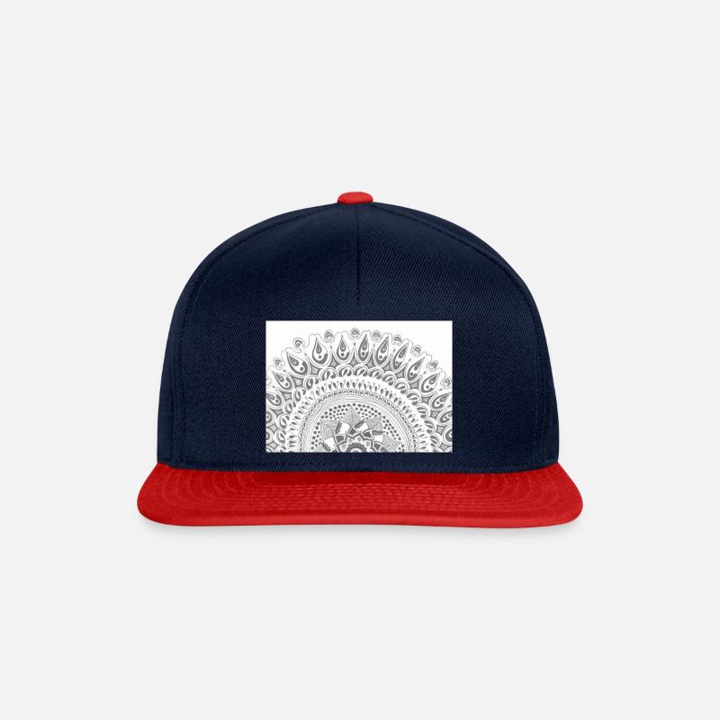 Mandala Around Half Moon - Snapback Cap - navy/red