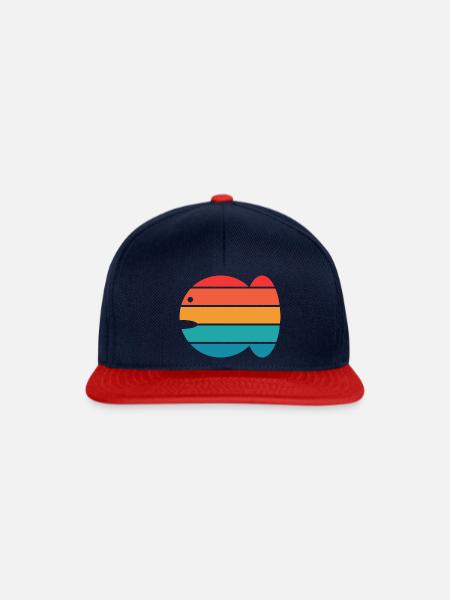 Retro Sommer Fisch - Snapback Cap - Navy/Rot