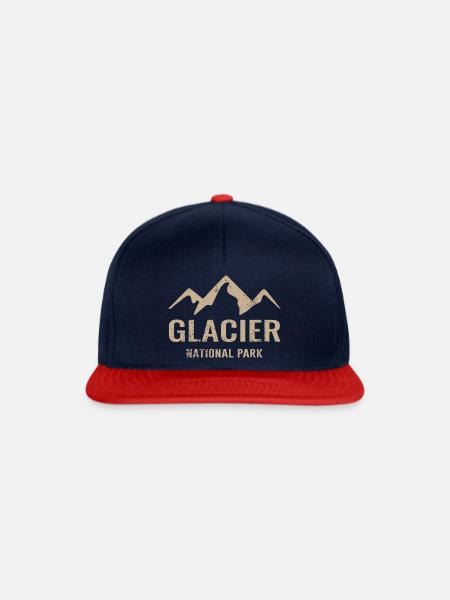 Glacier National Park Amerika Natur Berge - Snapback Cap - Navy/Rot