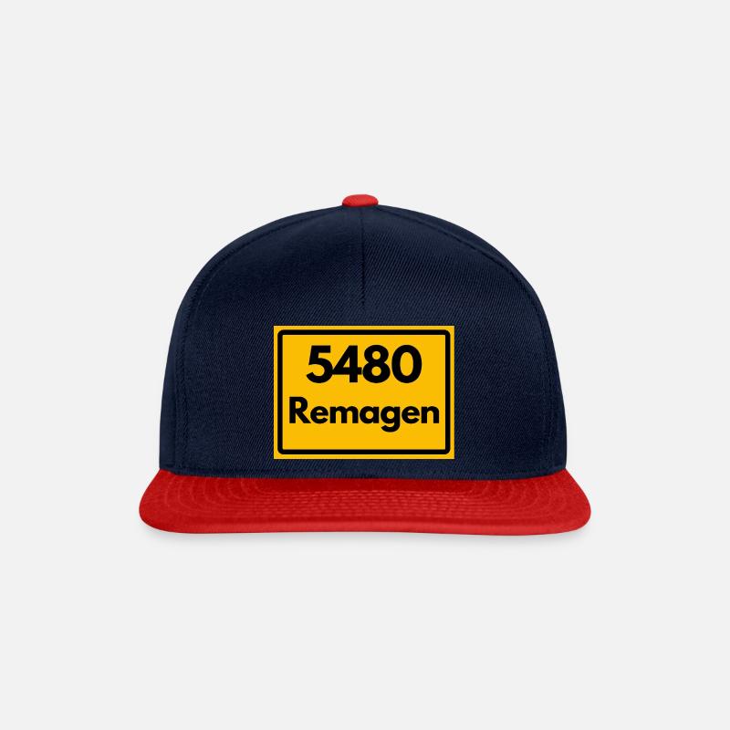 ALTE POSTLEITZAHL PLZ RETRO 5480 REMAGEN - Snapback Cap - Navy/Rot