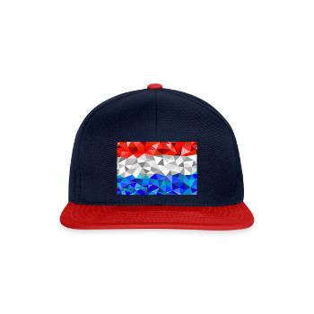 Luxemburg Flagge im low poly Stil - Snapback Cap - Navy/Rot - Vorne