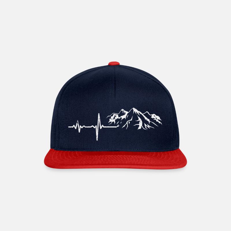 Gift heartbeat mountains - Snapback Cap - navy/red
