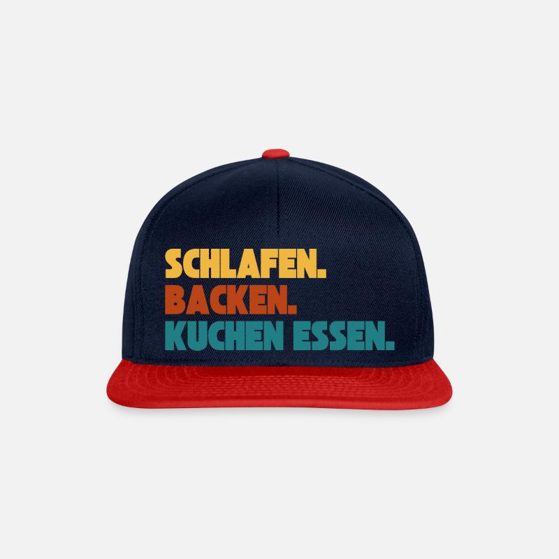Schlafen Backen Kuchen essen - Snapback Cap - Navy/Rot