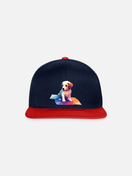 Verspielter Hund im Vektorstil - Snapback Cap - Navy/Rot