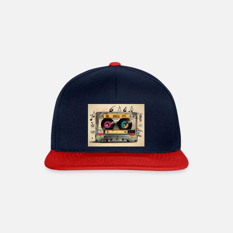 cassette tape. - Snapback Cap - Navy/Rot