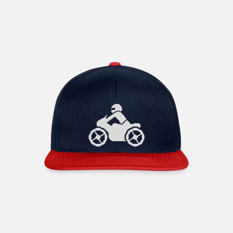 Retro Pixel Motorcycle Icon - Snapback Cap - navy/red