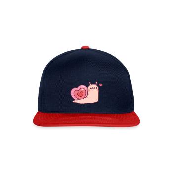Cute Snail With Heart Shaped Shell - Snapback Cap - navy/red - Front