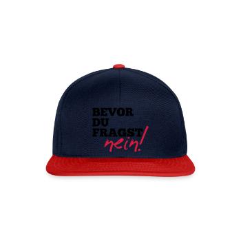 Avant de demander. Non! - Cadeau drôle de dictons - Casquette snapback - bleu marine/rouge - Devant