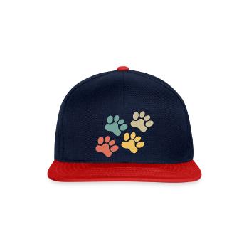 Dog Paw Retro Dog Lovers Retro - Snapback Cap - navy/red - Front